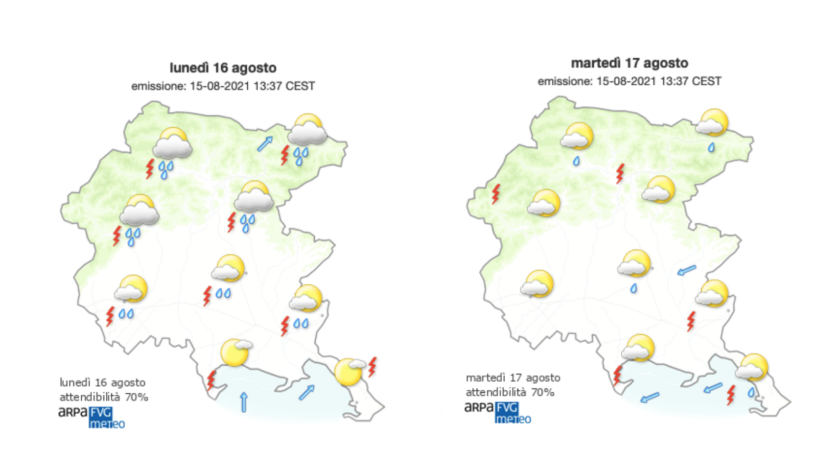 Immagine per Meteo, staffetta tra sole e pioggia sul Goriziano con giorni di instabilità